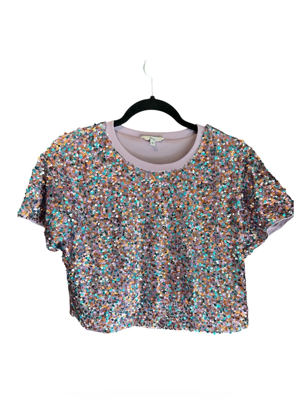 Sequin Crop Top - Pink Multicolor